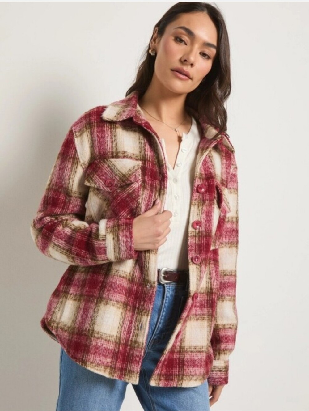 Zara Plaid Overshirt Flannel Jacket Size M